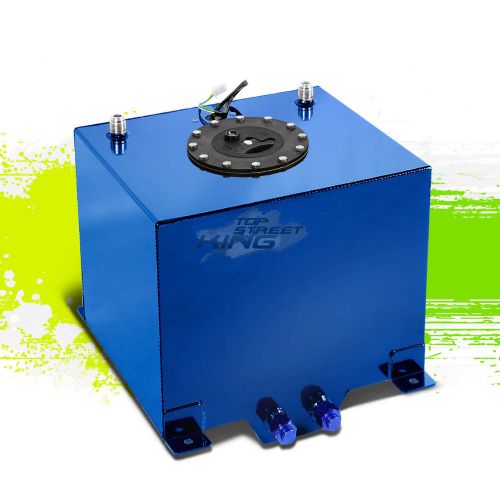 5 gallon lightweight racing blue aluminum gas fuel cell tank+ sender 12"x12"x8"