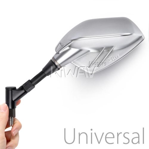 Mirrors silver big wider view fin style for harley street road electra glide