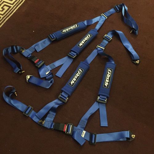 New nos blue trw sabelt torino 3 point bolt in seat belt harness greddy lot of 2