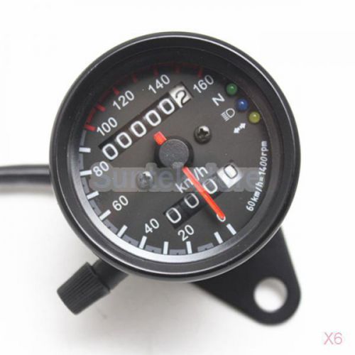 6x led backlight signal motorcycle odometer kmh speedometer gauge cafe racer