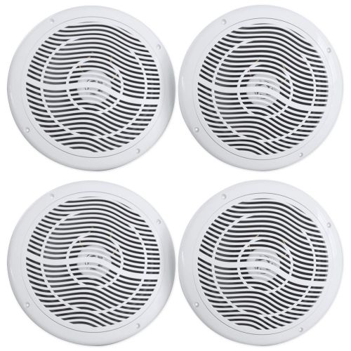 (4) rockville rmc80w 8&#034; 1600 watt waterproof marine boat speakers 2-way white