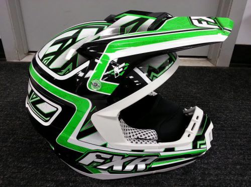 Fxr motorcycle/snowmobile torque black/green helmet - xs- s- m- l - dot/ece- new