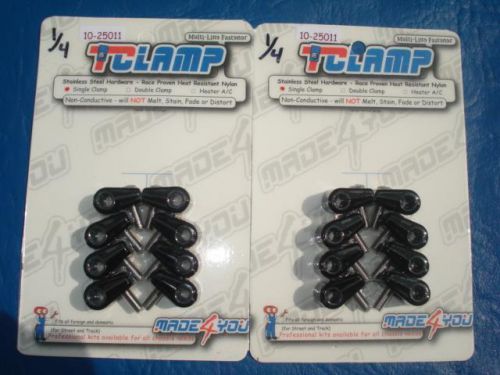 Made 4 you black line clamps 1/4&#034; 2 packs 16 total #10-250-11  1955 56 57 chevy