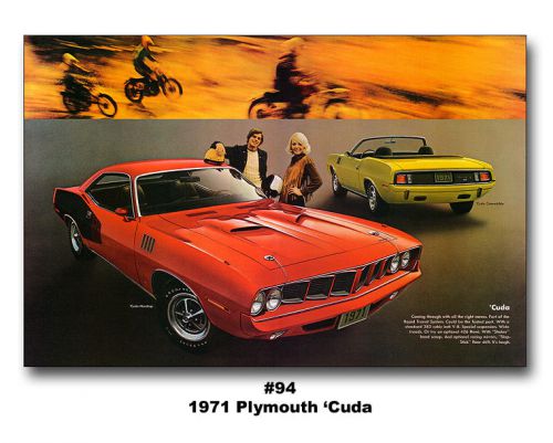 1971 plymouth cuda 383 convertible 13x19 poster 426 hemi 340 440 &#039;71 hemicuda