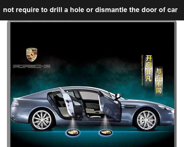 2x cree led welcome lights door lamp shadow badge logo for new porsche cayenne