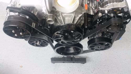 Gm ls series black anodized synister products billet serpentine system