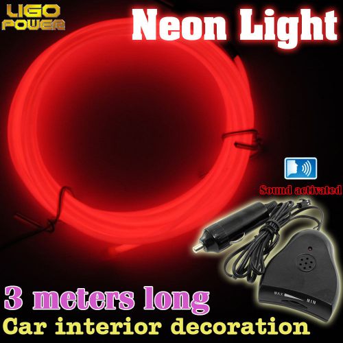 Sound control 3m flexible neon light glow el wire rope car party strip + driver