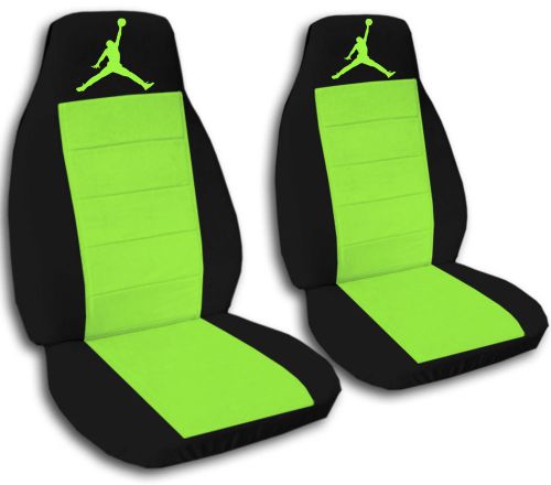 2 black  lime green jumpman seat covers fits chevy trailblazer 2005-2009
