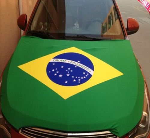 Brazil Flag Car Hood Cover Universal Size Elastic Polyester Patriot 4x5ft, US $19.99, image 6