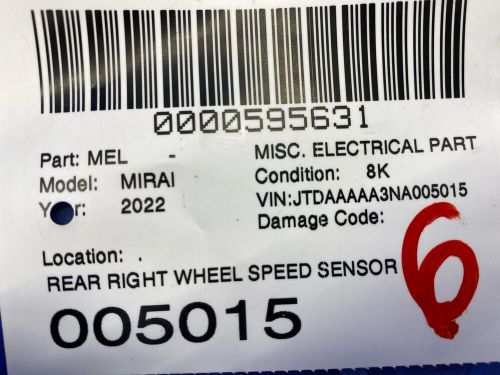 2022 TOYOTA MIRAI REAR RIGHT WHEEL SPEED SENSOR UNIT OEM, US $59.01, image 5