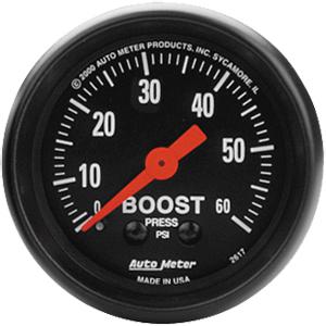 Autometer z-series-boost gauge 2-1/16" mech 60psi 10 tubing & t-fittings 2617