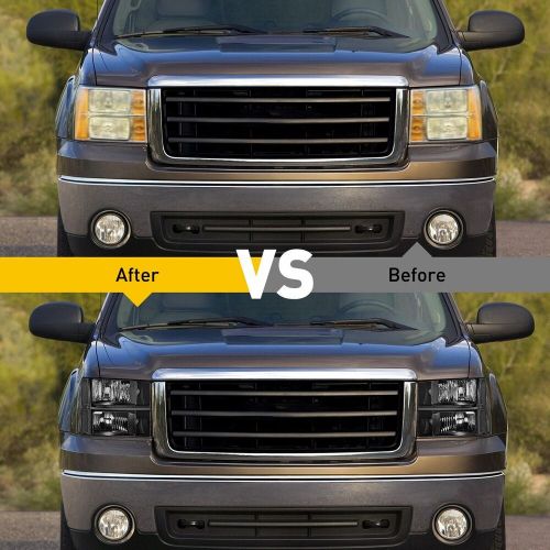 FIT FOR 2007-2014 GMC 1500 SIERRA 2500 3500 BLACK/CLEAR HEADLIGHT HEAD LAMPS NEW, US $81.99, image 6