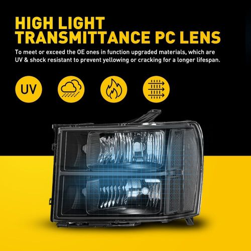 FIT FOR 2007-2014 GMC 1500 SIERRA 2500 3500 BLACK/CLEAR HEADLIGHT HEAD LAMPS NEW, US $81.99, image 10