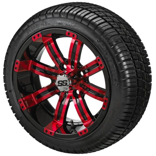 (4) Golf Cart 205/30-12 Low Profile Tires on 12x7 Black/Red Tempest Wheels, US $514.00, image 3