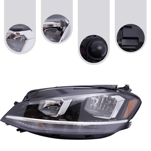 Headlight Lamp Halogen Driver Side LH Fits 2018 2019 2020 Volkswagen Golf & GTI, US $104.00, image 19
