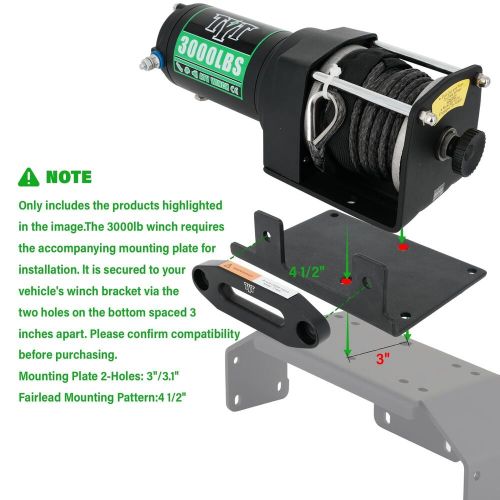 TYT 3000 lb ATV Winch, 12V DC Electric Winch with Wireless Remote and Wired S..., US $175.12, image 5