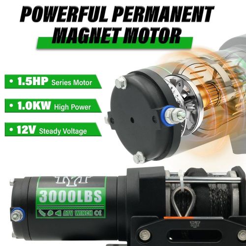 TYT 3000 lb ATV Winch, 12V DC Electric Winch with Wireless Remote and Wired S..., US $175.12, image 6