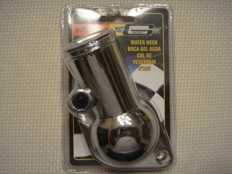 Mr gasket chrome water neck / thermostat housing brand new 2661