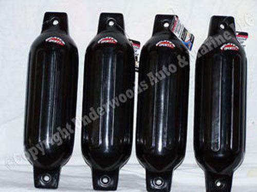 4 boat fenders bumpers 4.5" x 16" vinyl black docking