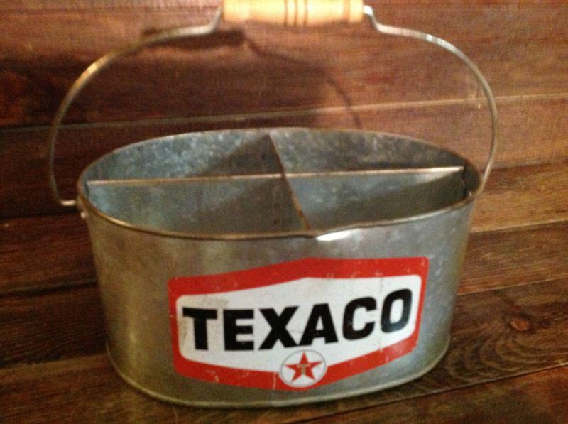 Texaco galvanized bucket with wooden handle gas oil pump station man cave gulf