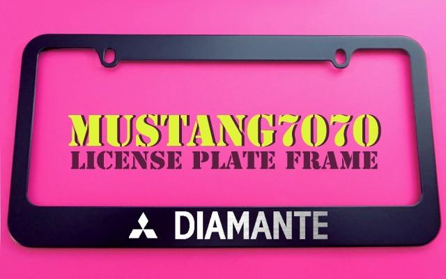 1 brand new mitsubishi diamante black metal license plate frame + screw caps