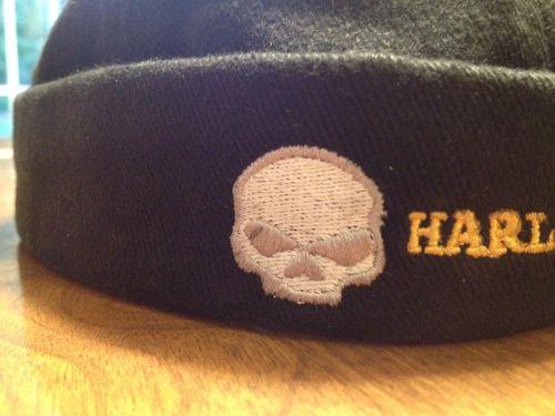 Harley Davidson Adjustable Skullcap Denim Embroidered Beanie - EUC!, US $15.00, image 4