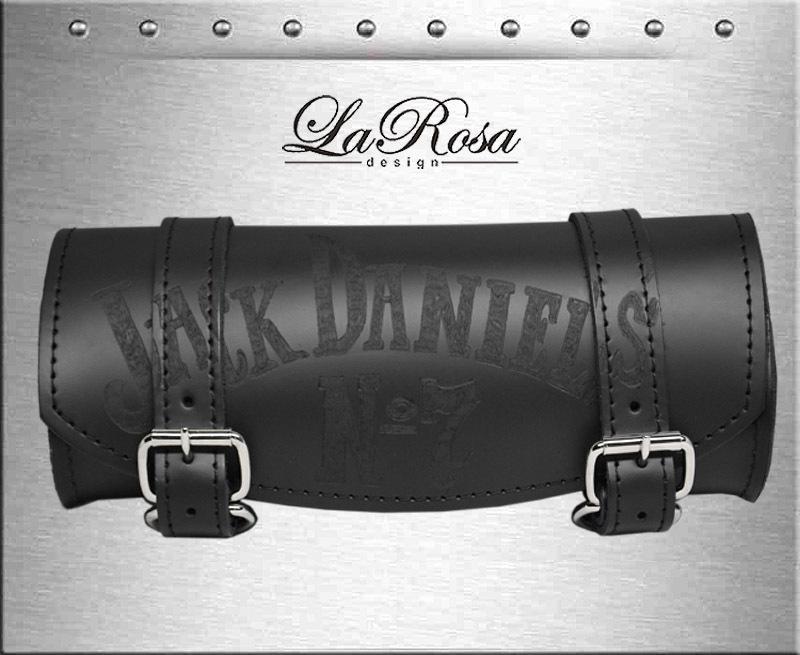 12" larosa black leather jack daniel harley bobber rigid sportster dyna tool bag