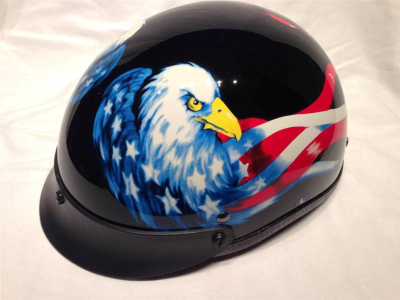 Eagle iron half helmet low profile traditional motorcycle dot approved new large