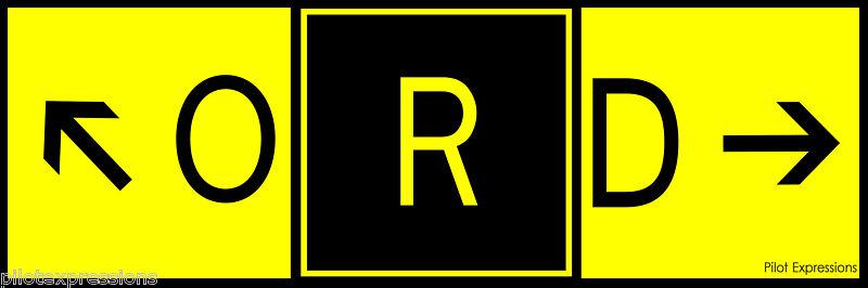 Chicago o'hare international airport (ord) taxiway sign aviation sticker/decal