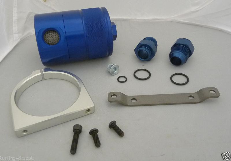 Obx billet aluminum blue air oil separator natural male fitting -12an in-out 