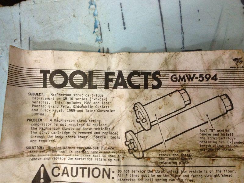 Branick 2 pc  gmw594 strut removal tool kit for gm-10 w car 