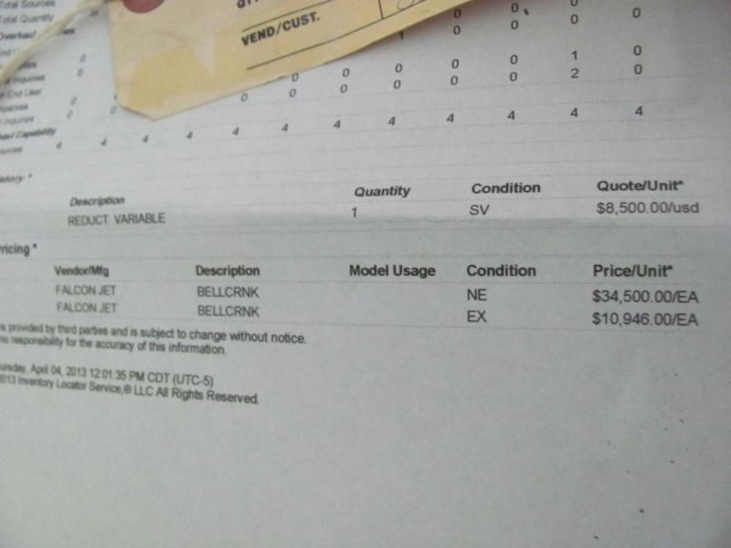 Falcon Jet Aircraft Variable Bellcrank Unit (VERY EXPENSIVE PART!), US $249.99, image 3