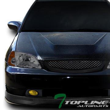 Smoke head lights amber dy+grill grille+fog lamp+switch yellow 01-03 honda civic