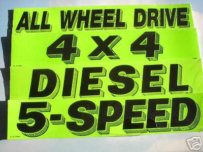 *car dealer 2 dozen auto windshield advertise stickers slogans #4 green/black