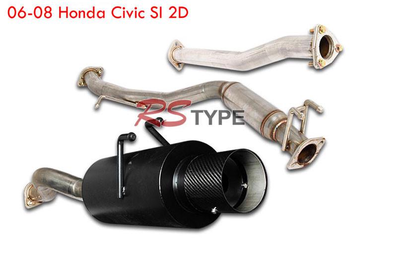 06 07 08 honda civic 2d coupe si black stainless catback exhaust muffler carbon 