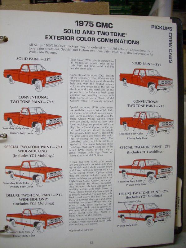 1975 75 GMC Truck Dealer Color Manual Sierra Suburban Jimmy Sprint Astro 95, US $49.99, image 3