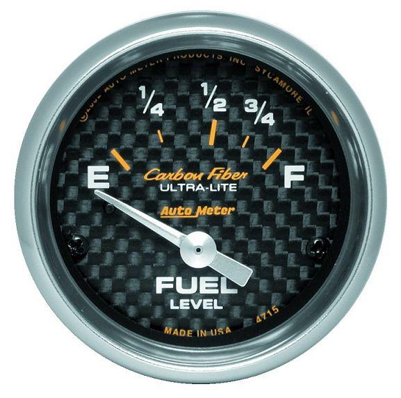 Auto meter 4715 carbon fiber 2-1/16 electric fuel level gauge