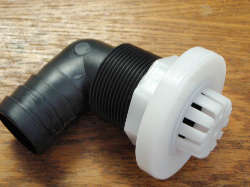  deck drain livewell bait well 9151 1-1/2 hose 90 degree scupper boat parts  