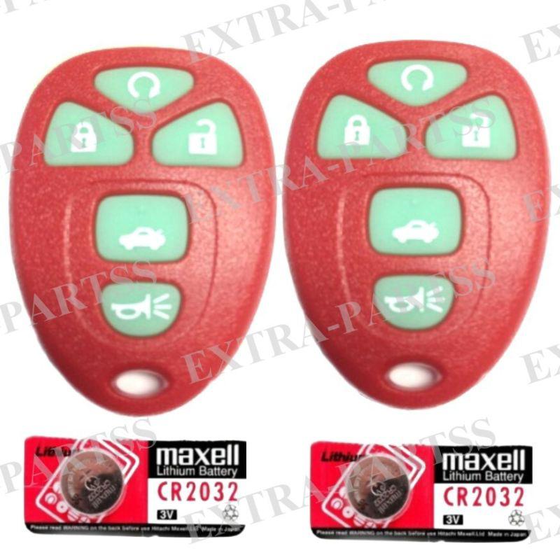 2 new red glow gm remote start keyless entry fob clickers + 2 spare batteries