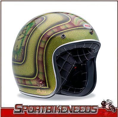 Bell custom 500 skratch lace green helmet size xl x-large open face helmet