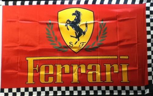 Ferrari shield flag 3x5' racing red checker banner jcx*