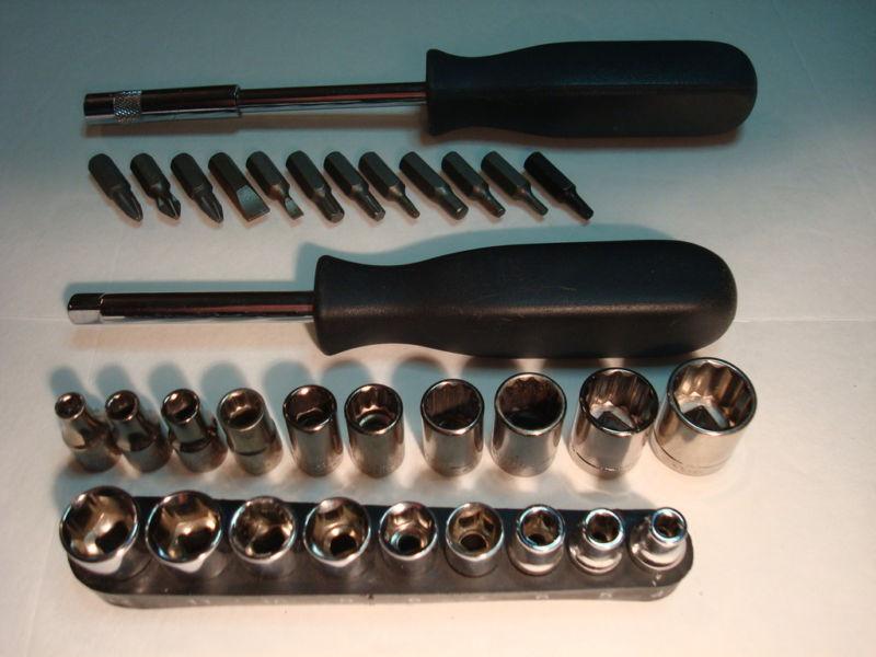 34 pc  1/4"  nut driver & screw bit set..both sae & metric (see description)