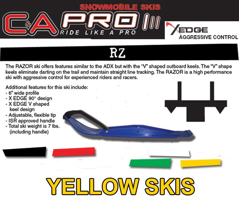 Ski-doo 2004 +newer rev / adsa / xp  c&a pro razor yellow skis, mounts, carbides