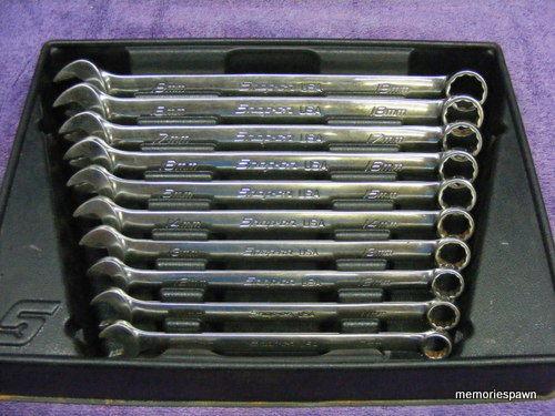 Snap on 10 pc metric combination wrench set flank drive plus 12 point - soexm19