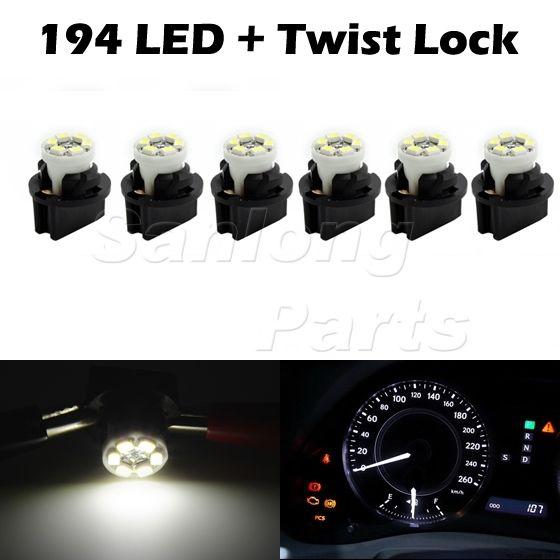 6x chevy pc194 pc168 instrument panel cluster white led light bulb dash sockets