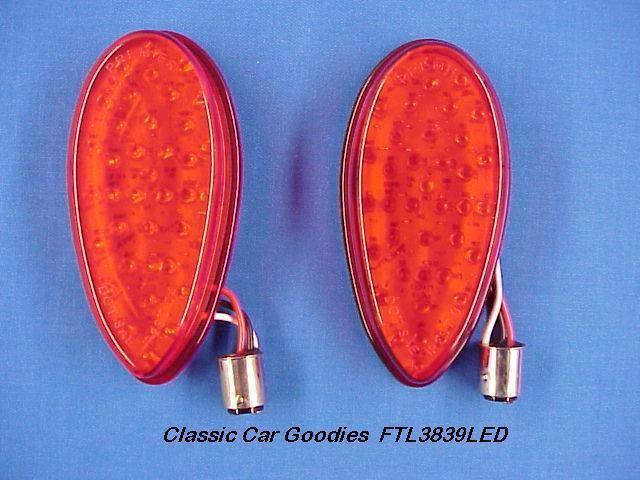 1938-1939 ford "39 led" tail light inserts (2) 6 volt
