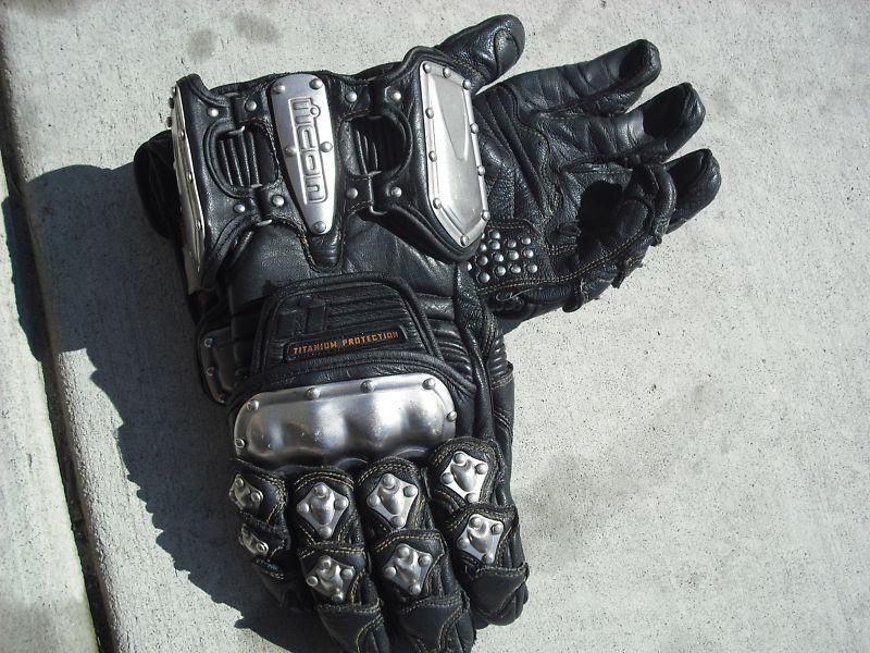 Purchase Icon TiMax Style LEATHER MOTORCYCLE Gauntlet GLOVES L LARGE in Roseville, California