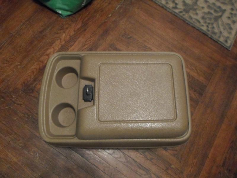 78-91 beige/tan ford truck bronco center console w/ working latch and key