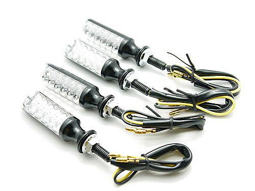 4x motorcycle black universal 12 led turn signal indicator blinker light amber