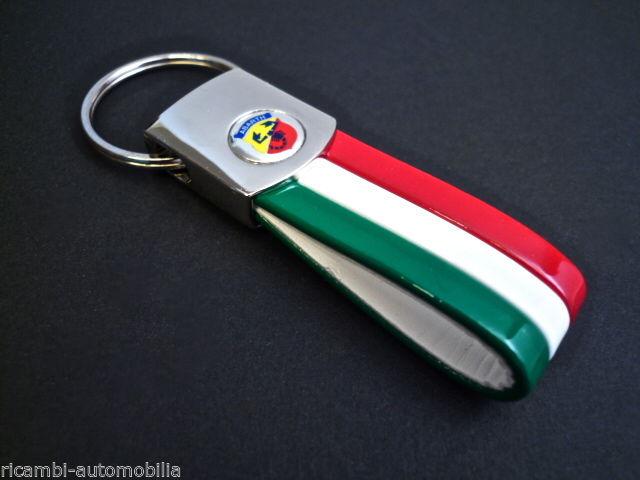 Abarth fiat 500 punto stilo 124 128 131 semi-leather tricolore italia key holder